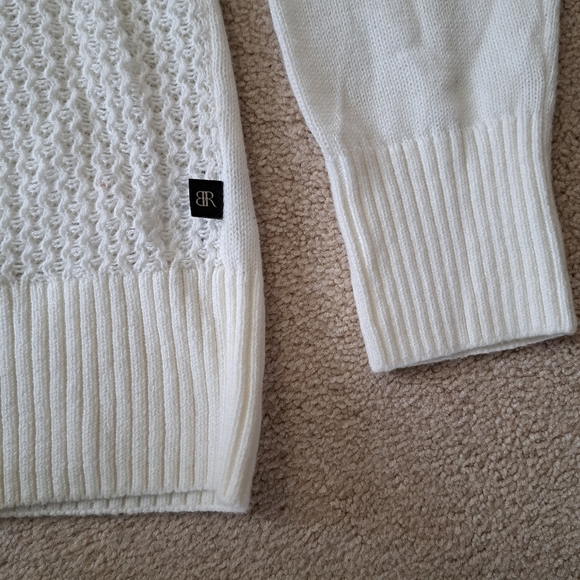 Banana Republic Cream Sweater Womens Medium Cable Knit Crewneck - Picture 9 of 12